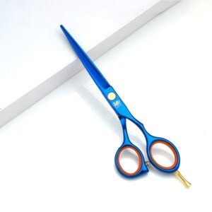 Profesional Tijeras Filo Navaja Estilista Barbero Peluquero Peine Color Azul 6.0